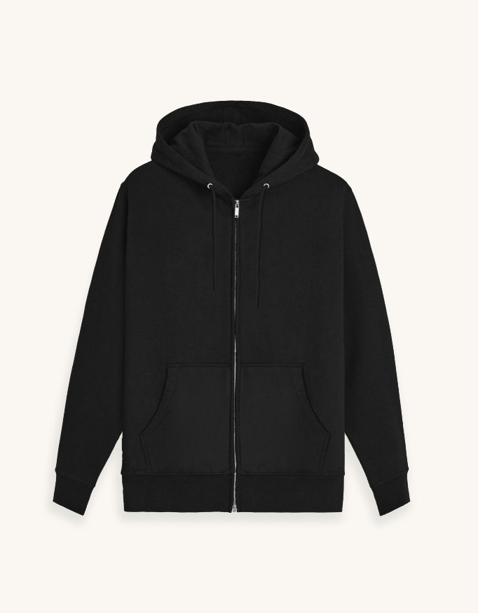 Unisex Zip Hoodie with Ribbed Cuffs — 400 GSM